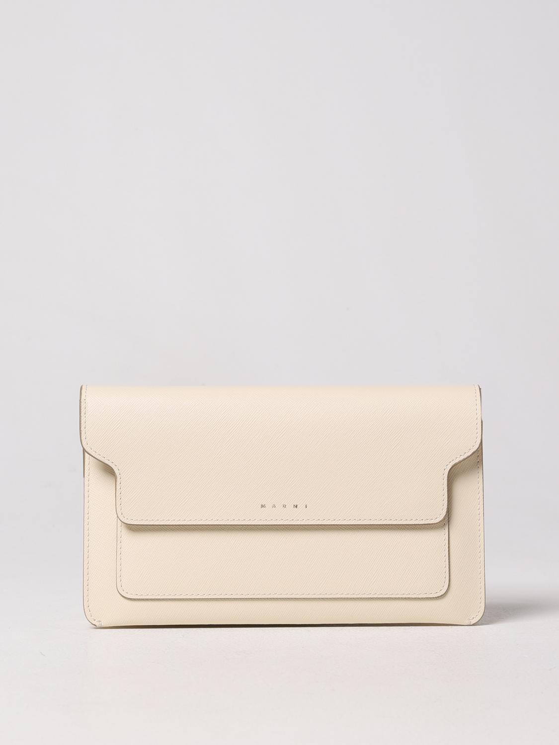 MARNI BORSA MINI: Borsa Trunk Marni in pelle saffiano, Bianco - Img 1