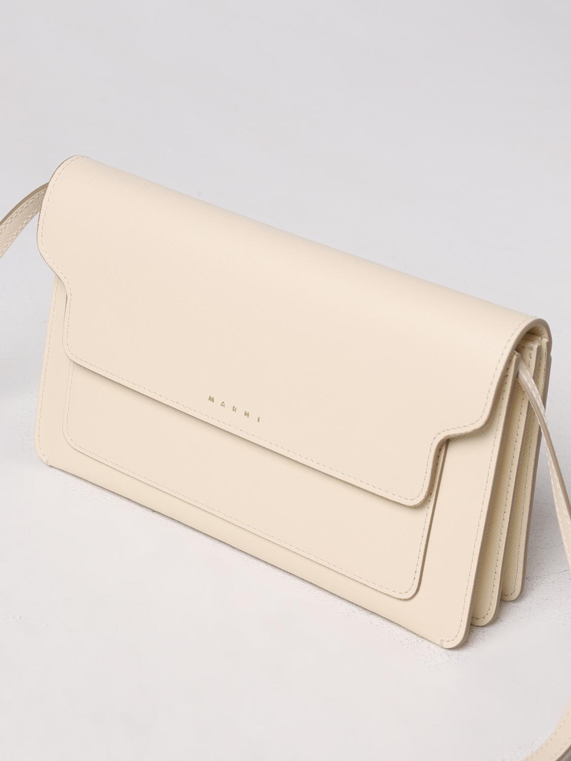 MARNI BORSA MINI: Borsa Trunk Marni in pelle saffiano, Bianco - Img 4