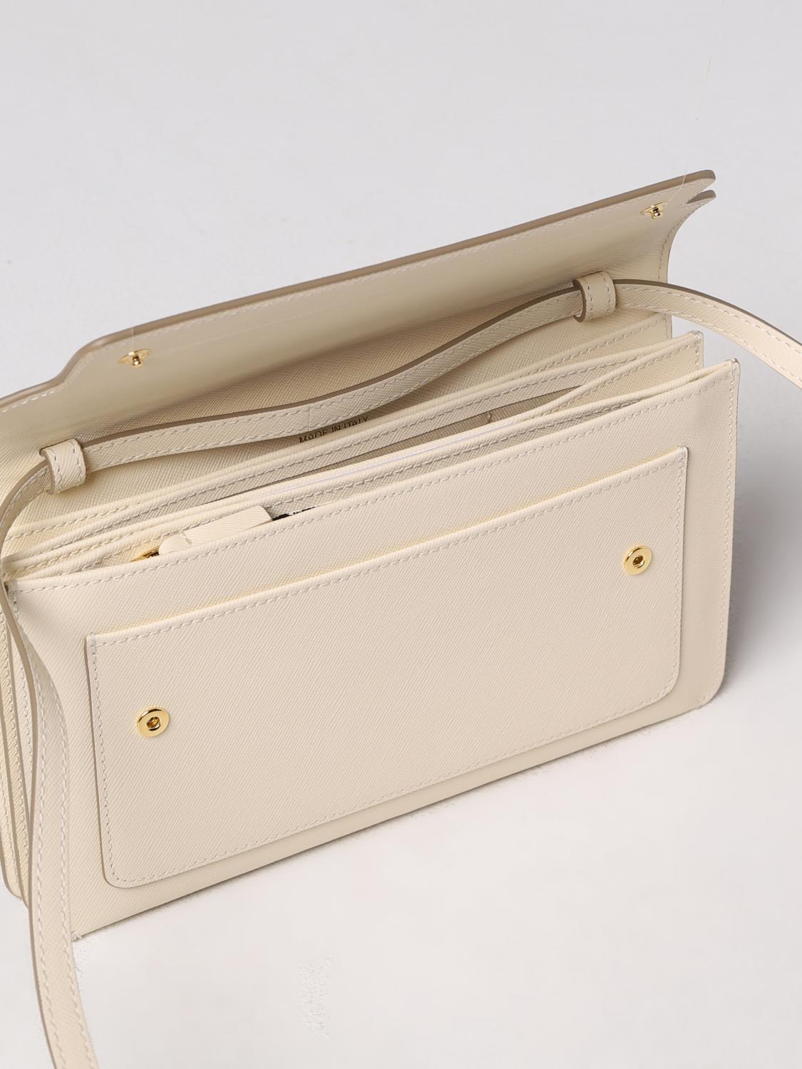 MARNI BORSA MINI: Borsa Trunk Marni in pelle saffiano, Bianco - Img 5