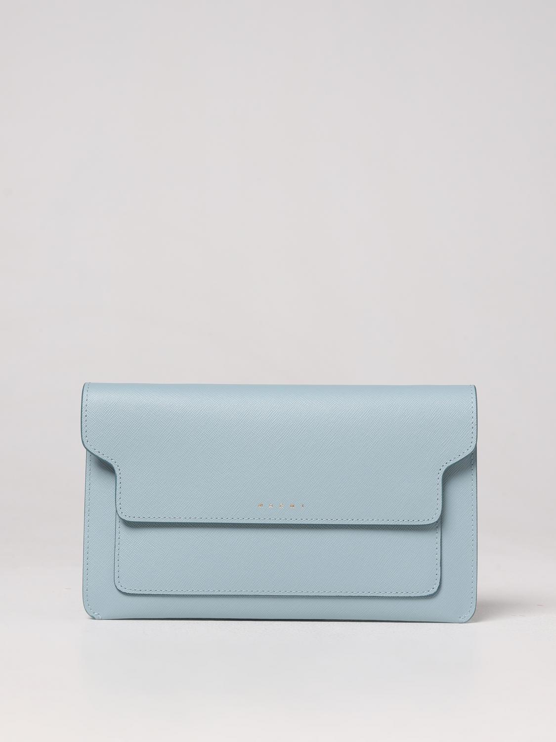 MARNI BORSA MINI: Borsa Trunk Marni in pelle saffiano, Azzurro - Img 1