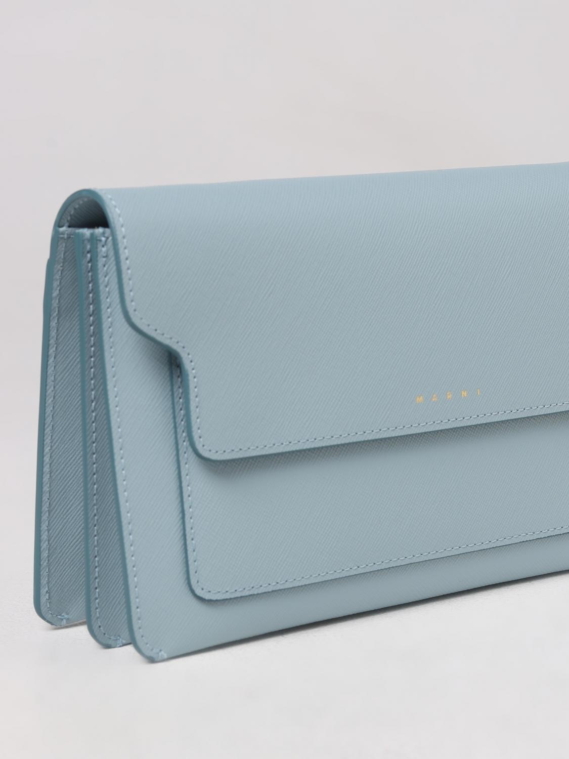 MARNI BORSA MINI: Borsa Trunk Marni in pelle saffiano, Azzurro - Img 3