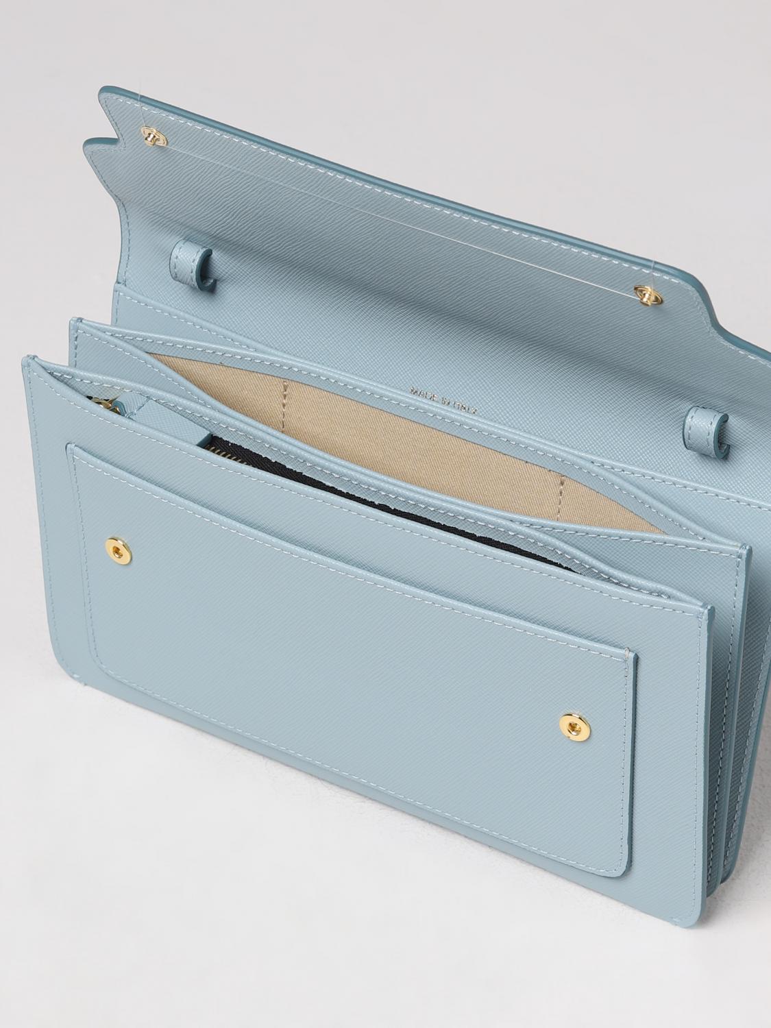 MARNI BORSA MINI: Borsa Trunk Marni in pelle saffiano, Azzurro - Img 4