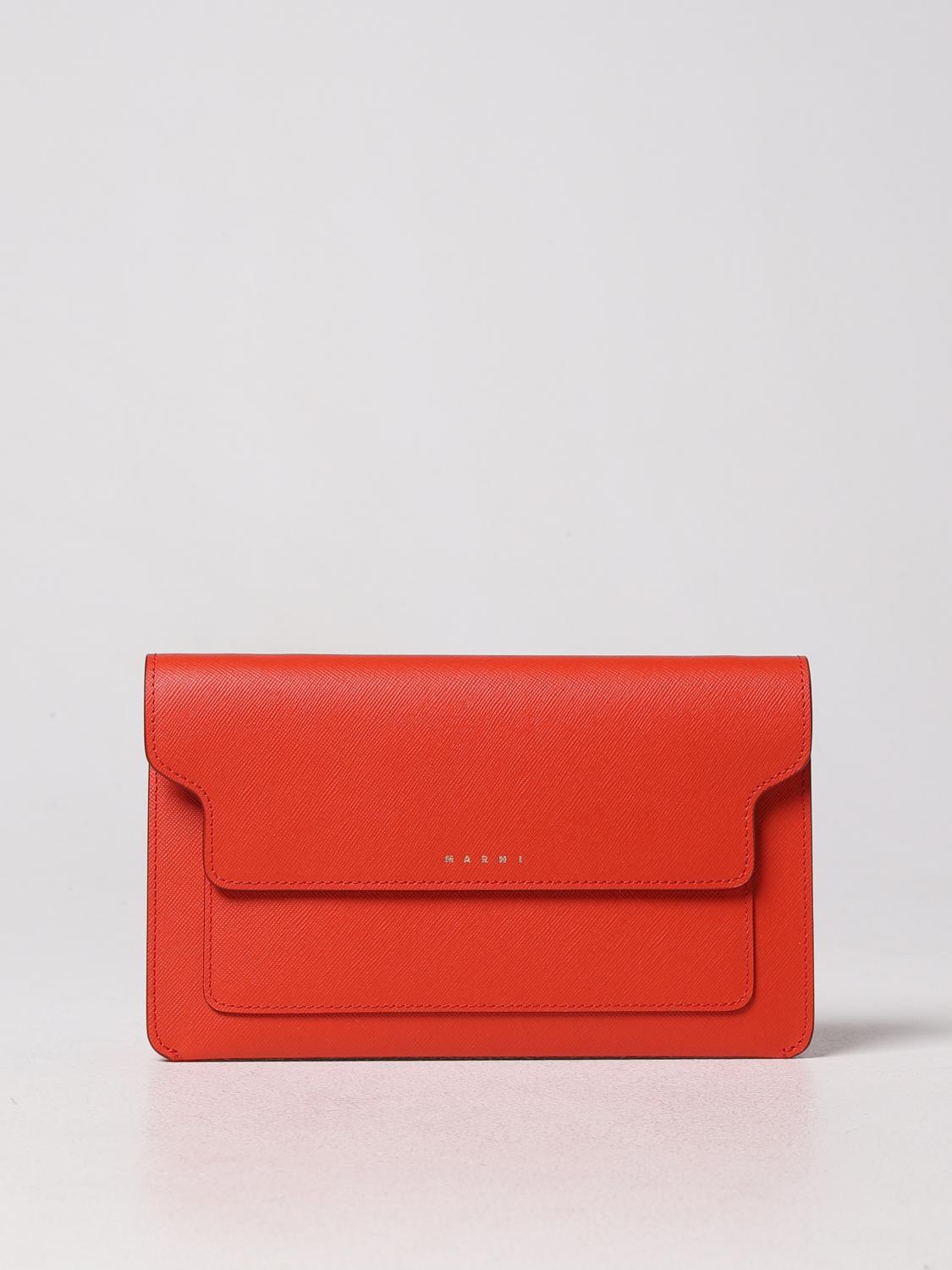 MARNI BORSA MINI: Borsa Trunk Marni in pelle saffiano, Rosso - Img 1
