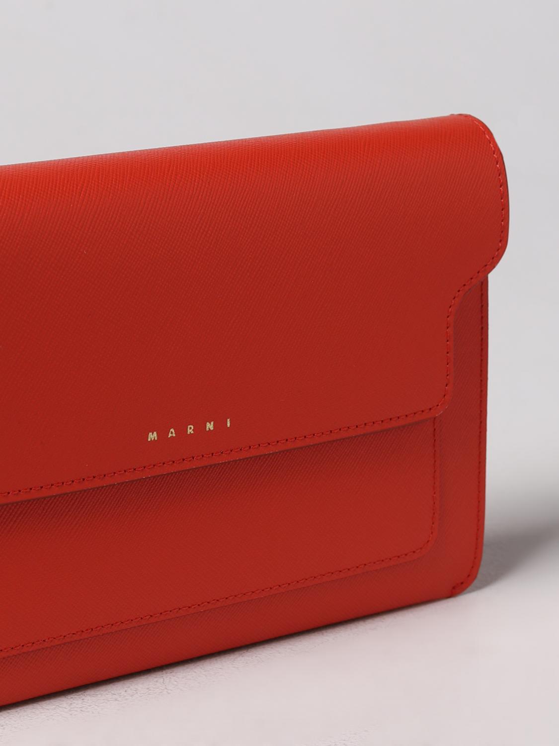 MARNI BORSA MINI: Borsa Trunk Marni in pelle saffiano, Rosso - Img 4
