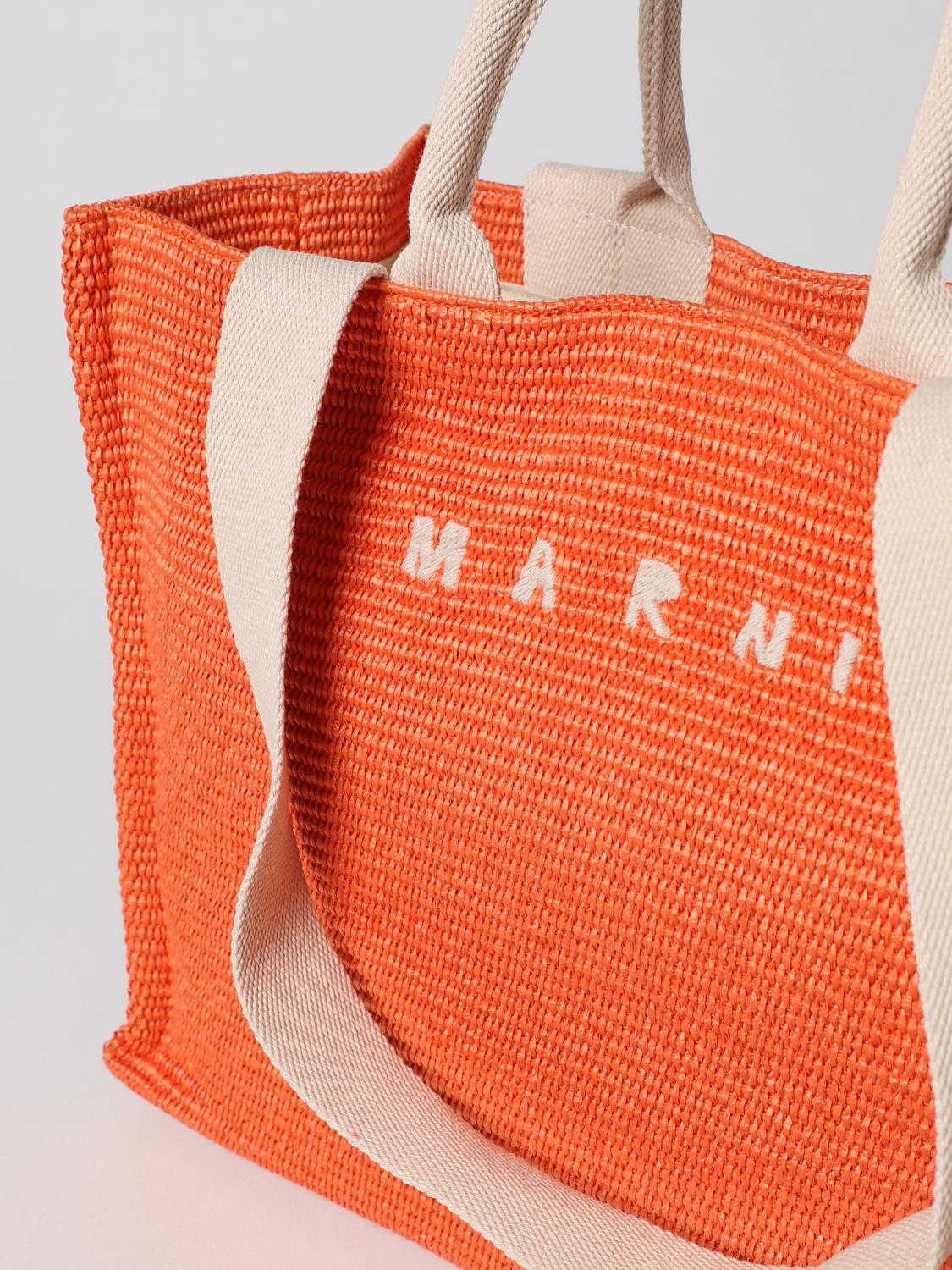 MARNI BORSA TOTE: Borsa Marni in rafia intrecciata, Arancione - Img 3