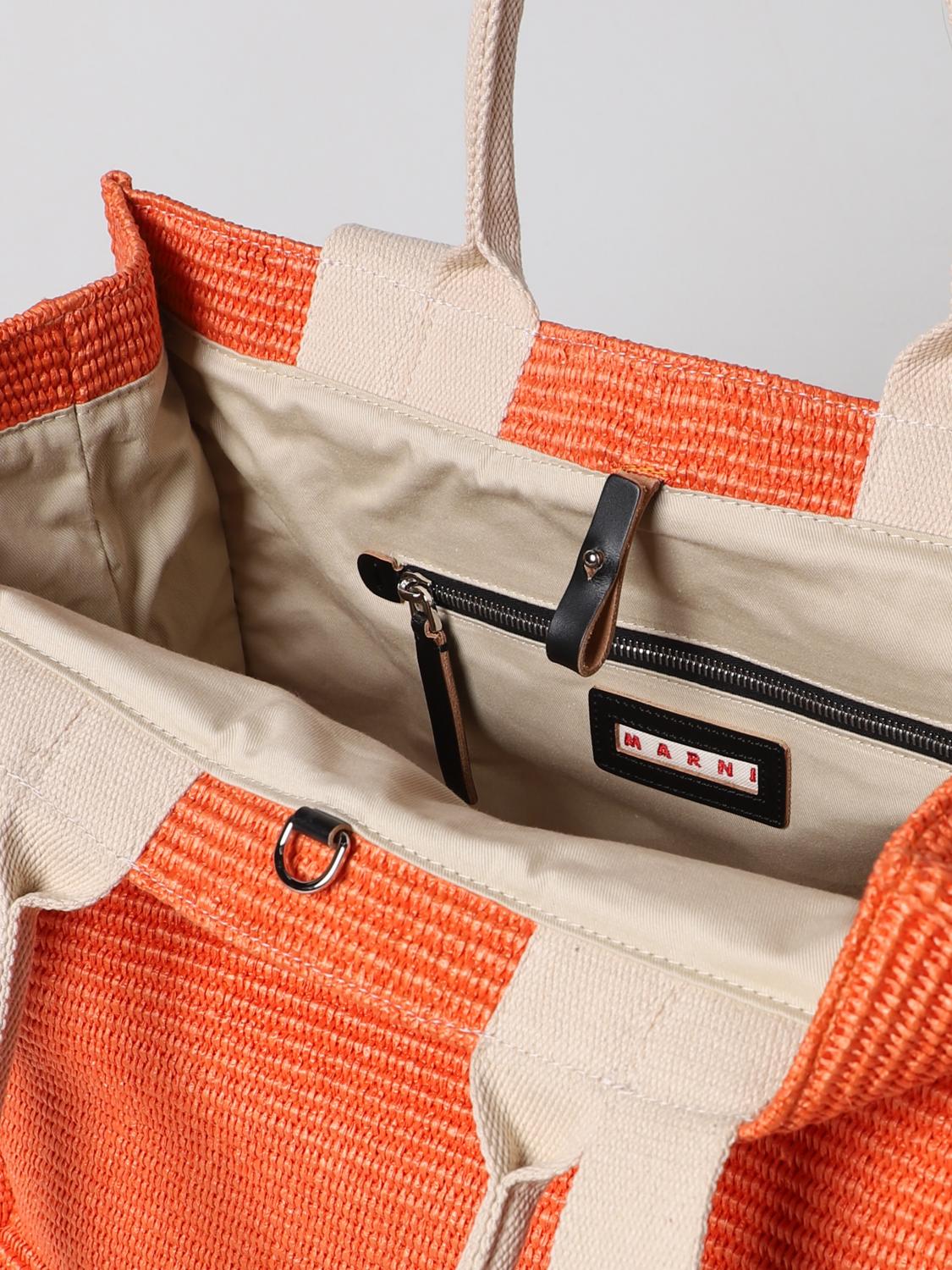 MARNI BORSA TOTE: Borsa Marni in rafia intrecciata, Arancione - Img 4