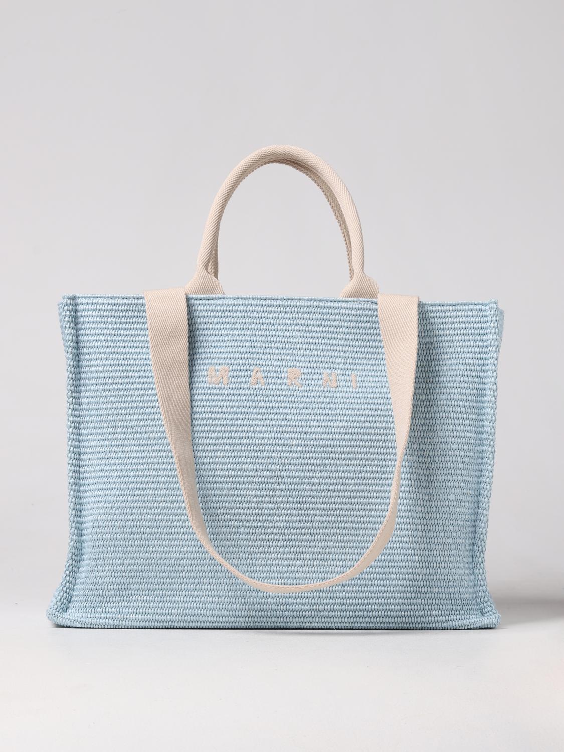 MARNI BORSA TOTE: Borsa Marni in rafia intrecciata, Azzurro - Img 1