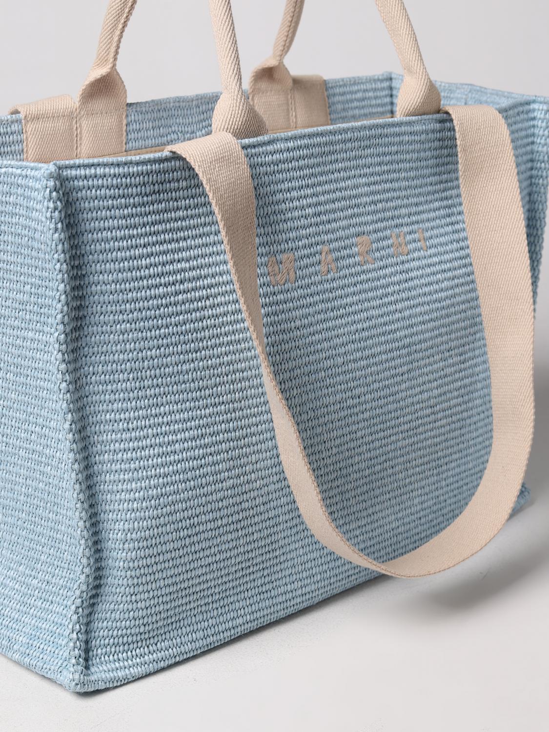 MARNI BORSA TOTE: Borsa Marni in rafia intrecciata, Azzurro - Img 4