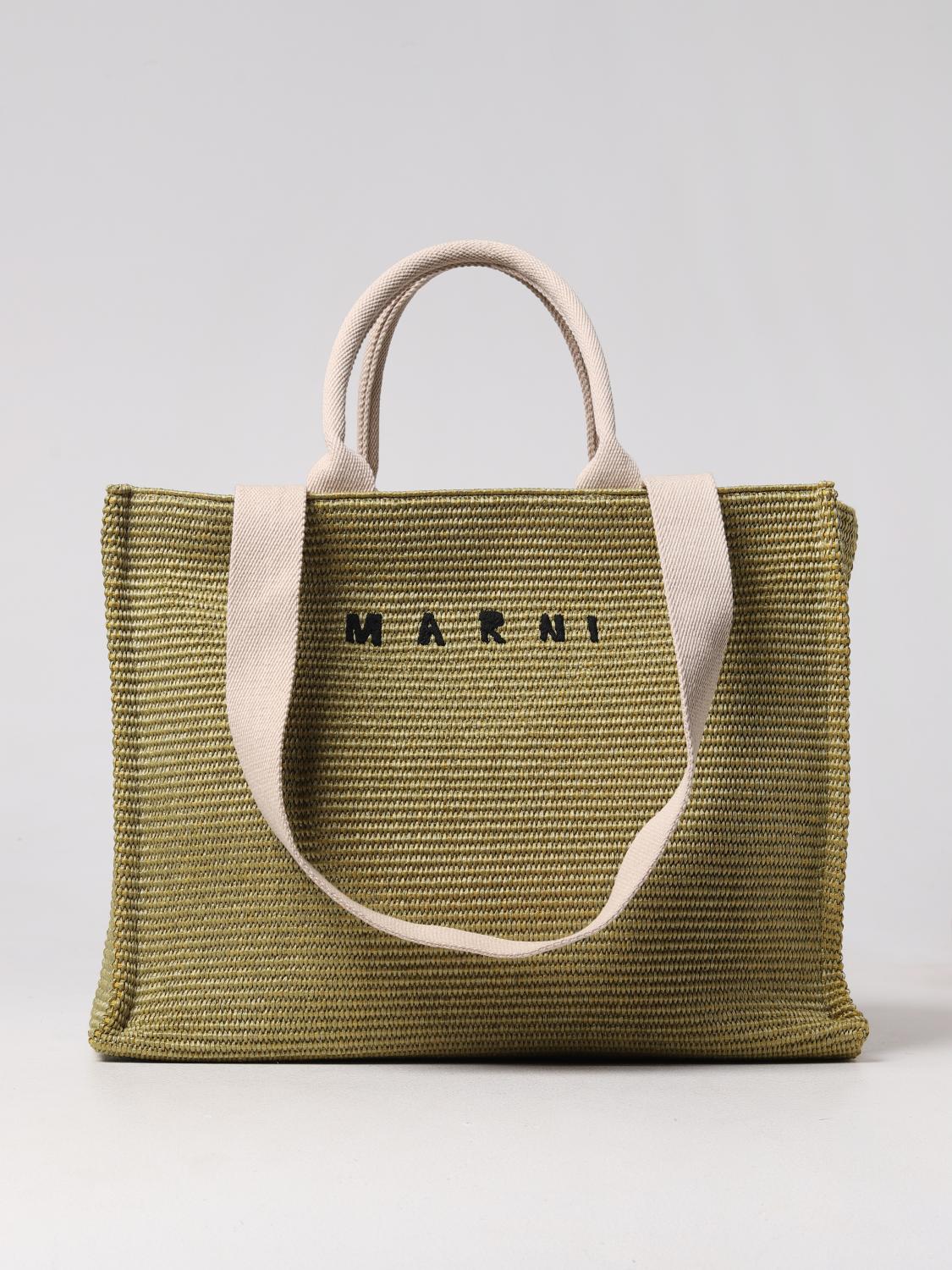 MARNI BORSA TOTE: Borsa Marni in rafia intrecciata, Verde - Img 1