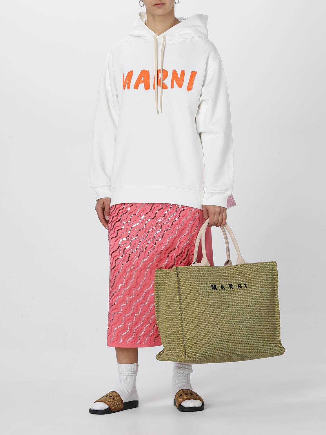 MARNI BORSA TOTE: Borsa Marni in rafia intrecciata, Verde - Img 2