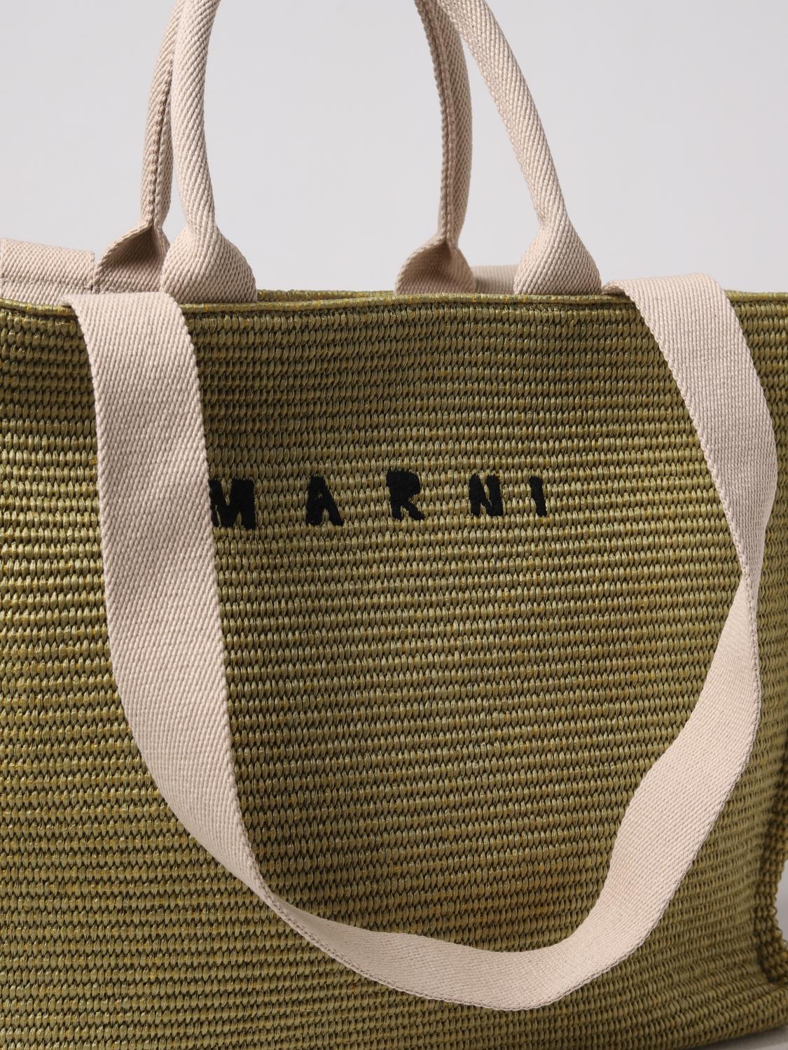 MARNI BORSA TOTE: Borsa Marni in rafia intrecciata, Verde - Img 4