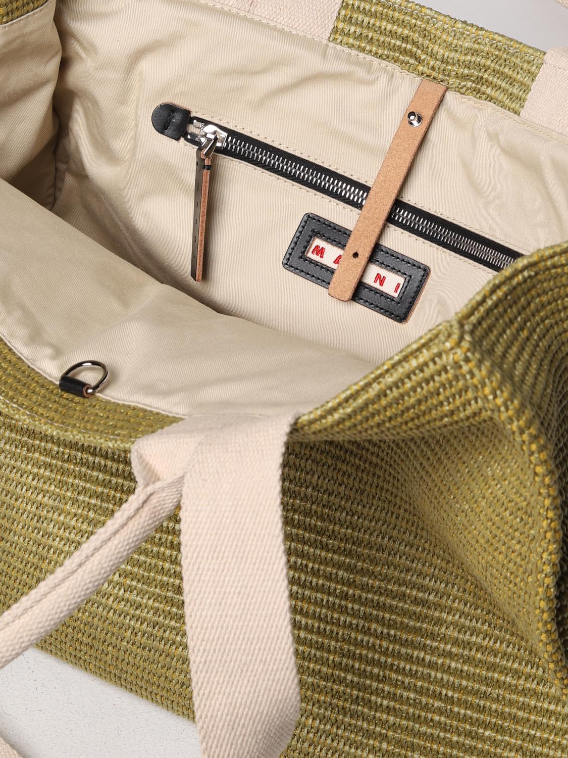 MARNI BORSA TOTE: Borsa Marni in rafia intrecciata, Verde - Img 5