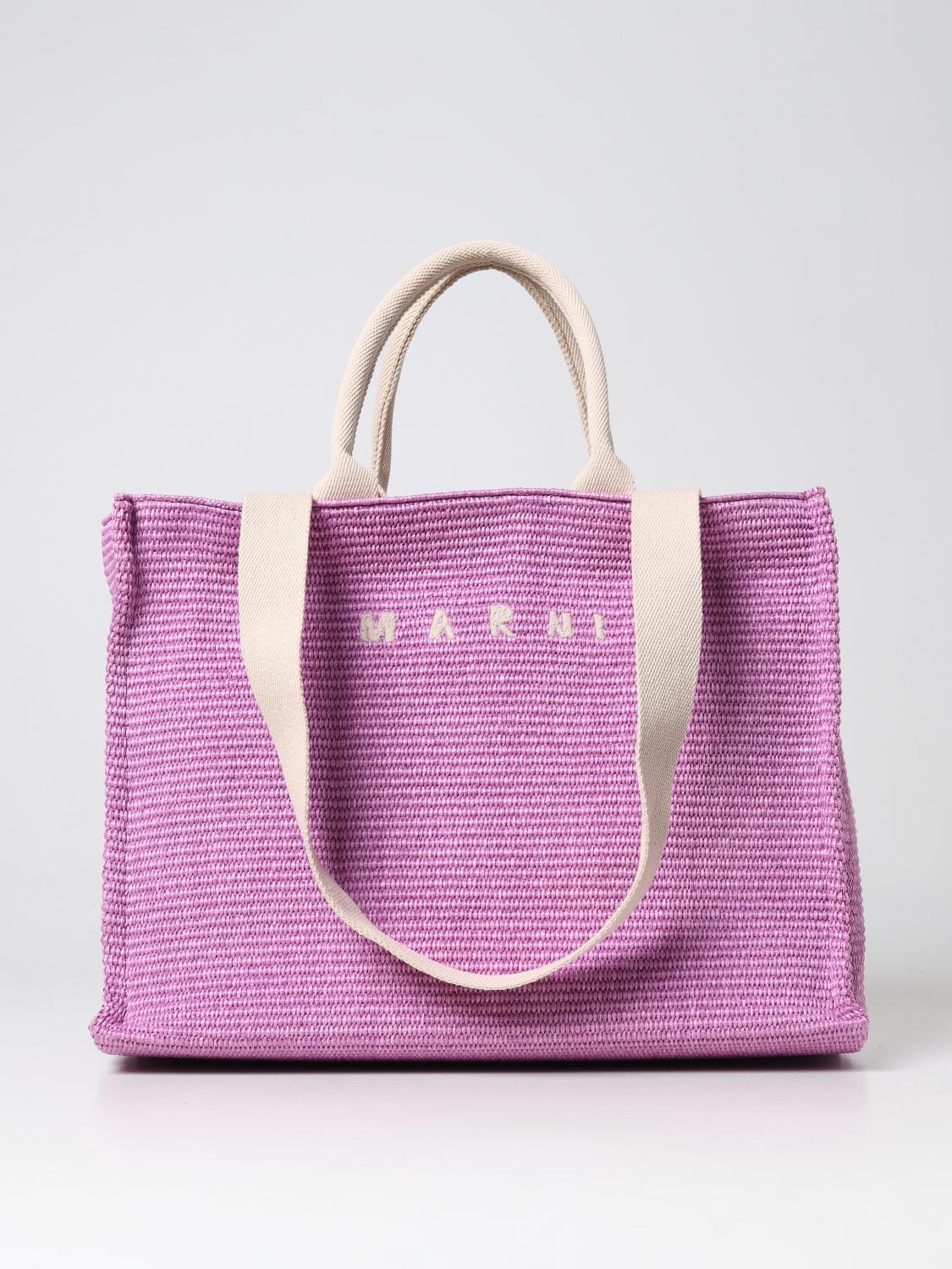 MARNI BORSA TOTE: Borsa Marni in rafia intrecciata, Lilla - Img 1