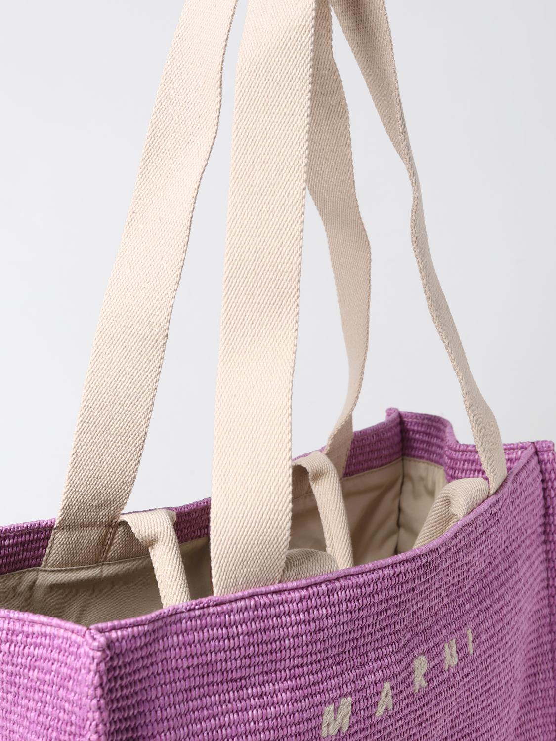 MARNI BORSA TOTE: Borsa Marni in rafia intrecciata, Lilla - Img 3