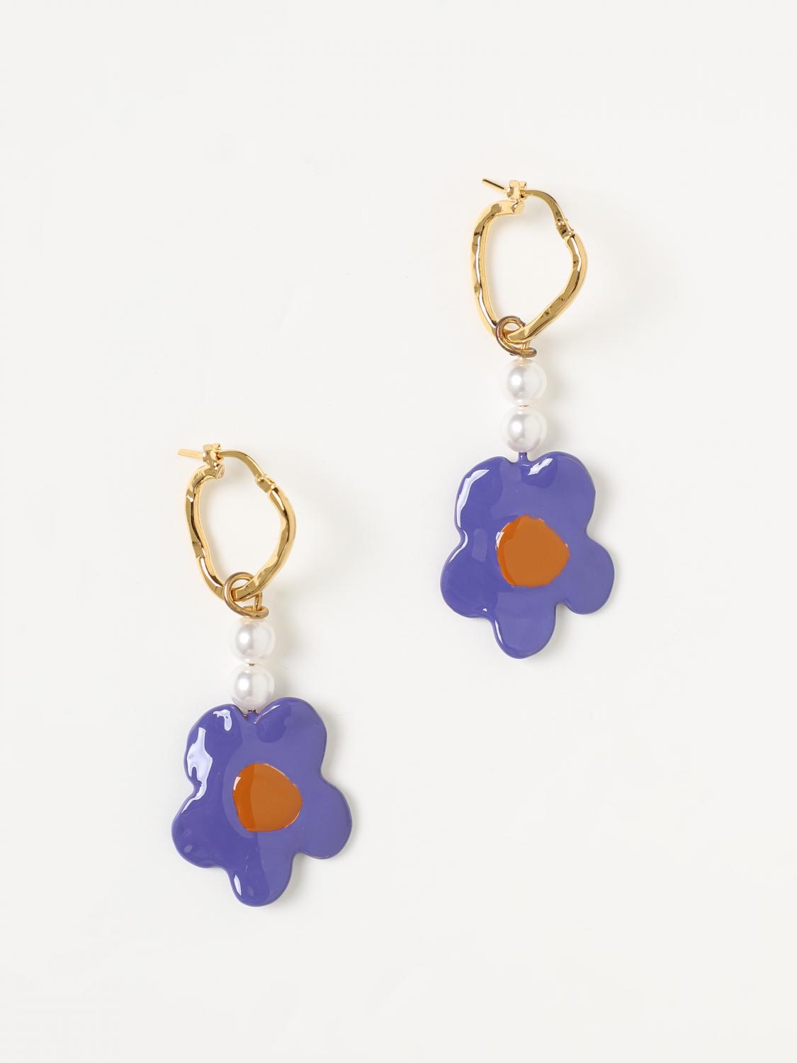 MARNI GIOIELLO: Orecchini Marni in ottone con fiori, Viola - Img 1
