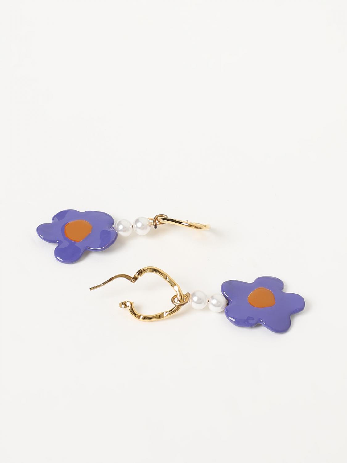 MARNI GIOIELLO: Orecchini Marni in ottone con fiori, Viola - Img 2