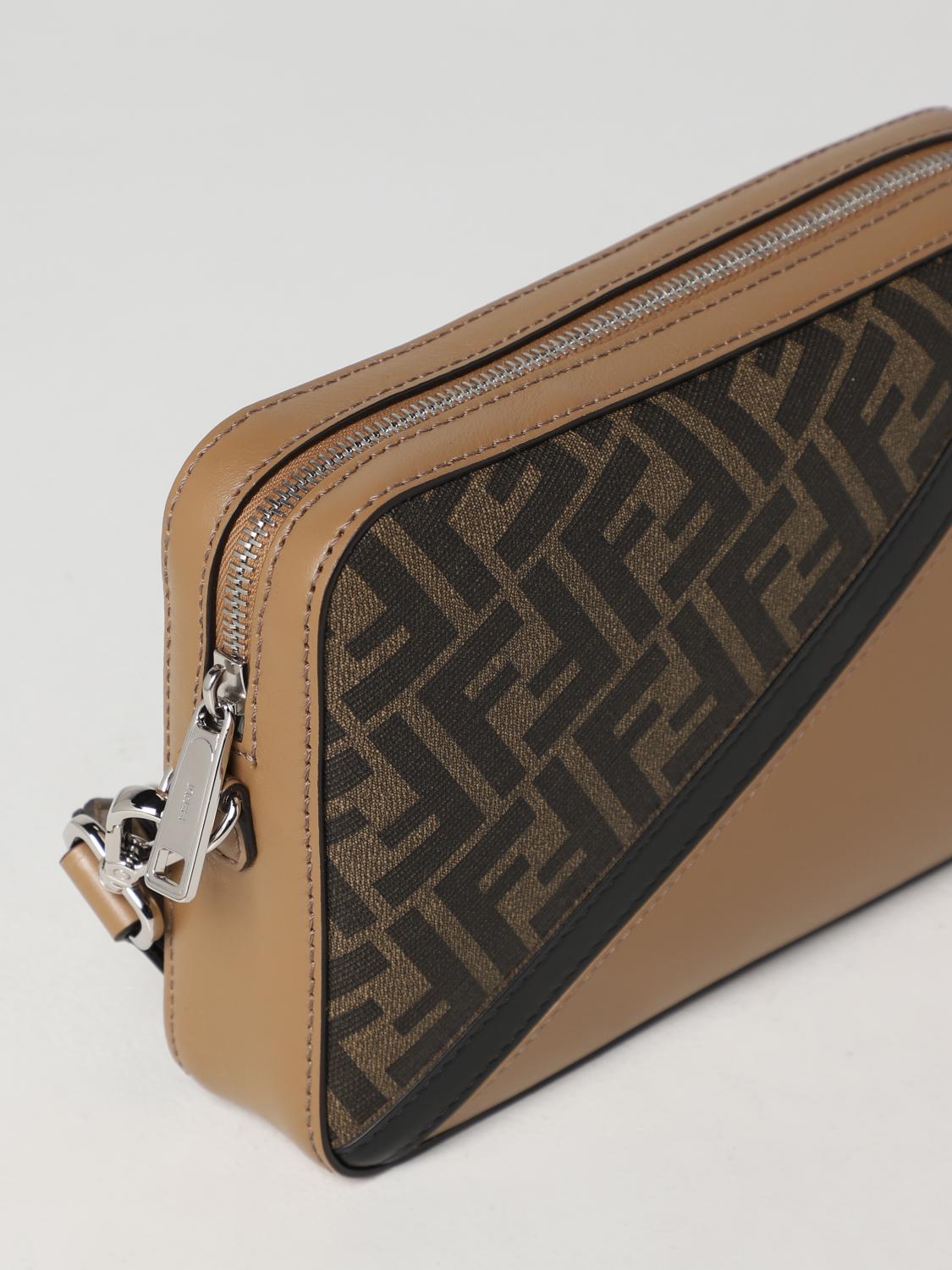 FENDI BORSA A TRACOLLA: Borsa Fendi in tessuto spalmato e pelle, Tabacco - Img 3