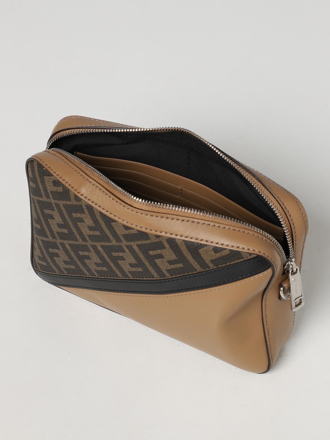 FENDI BORSA A TRACOLLA: Borsa Fendi in tessuto spalmato e pelle, Tabacco - Img 4