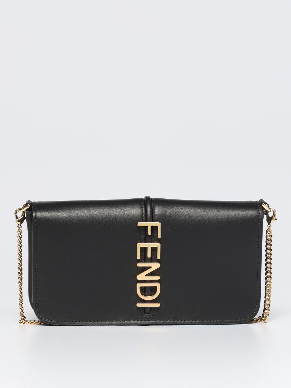 Giglio Borsa wallet Fendigraphy Fendi in pelle con lettering applicato