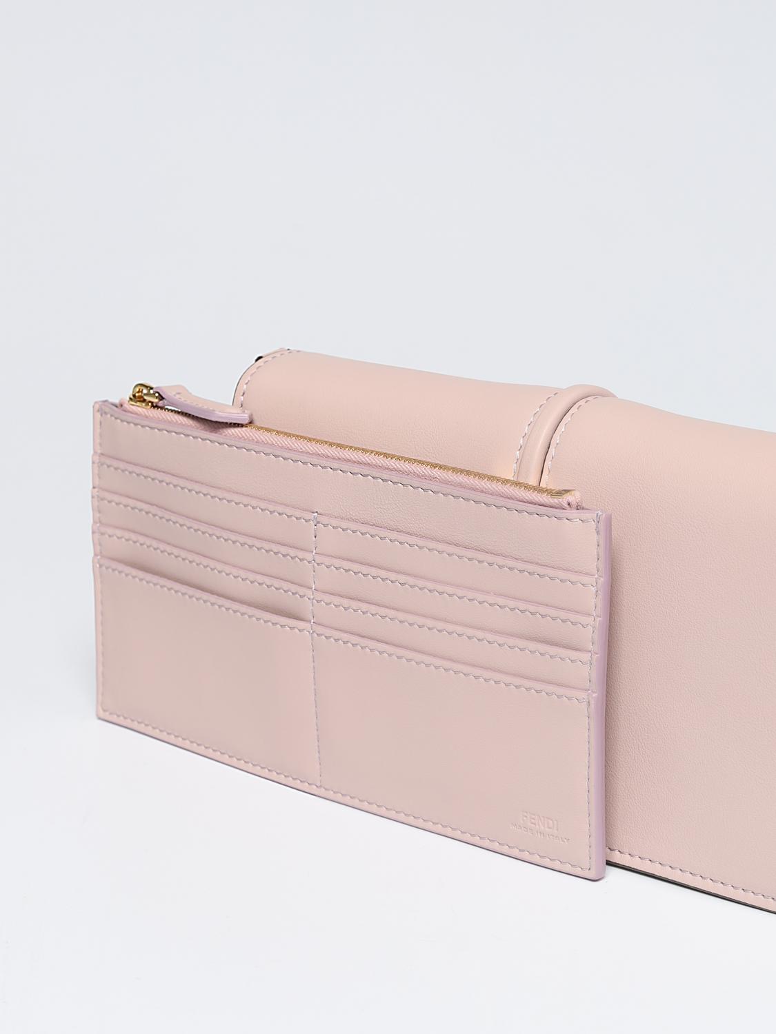 FENDI BORSA MINI: Borsa wallet Fendigraphy Fendi in pelle con lettering applicato, Rosa - Img 4