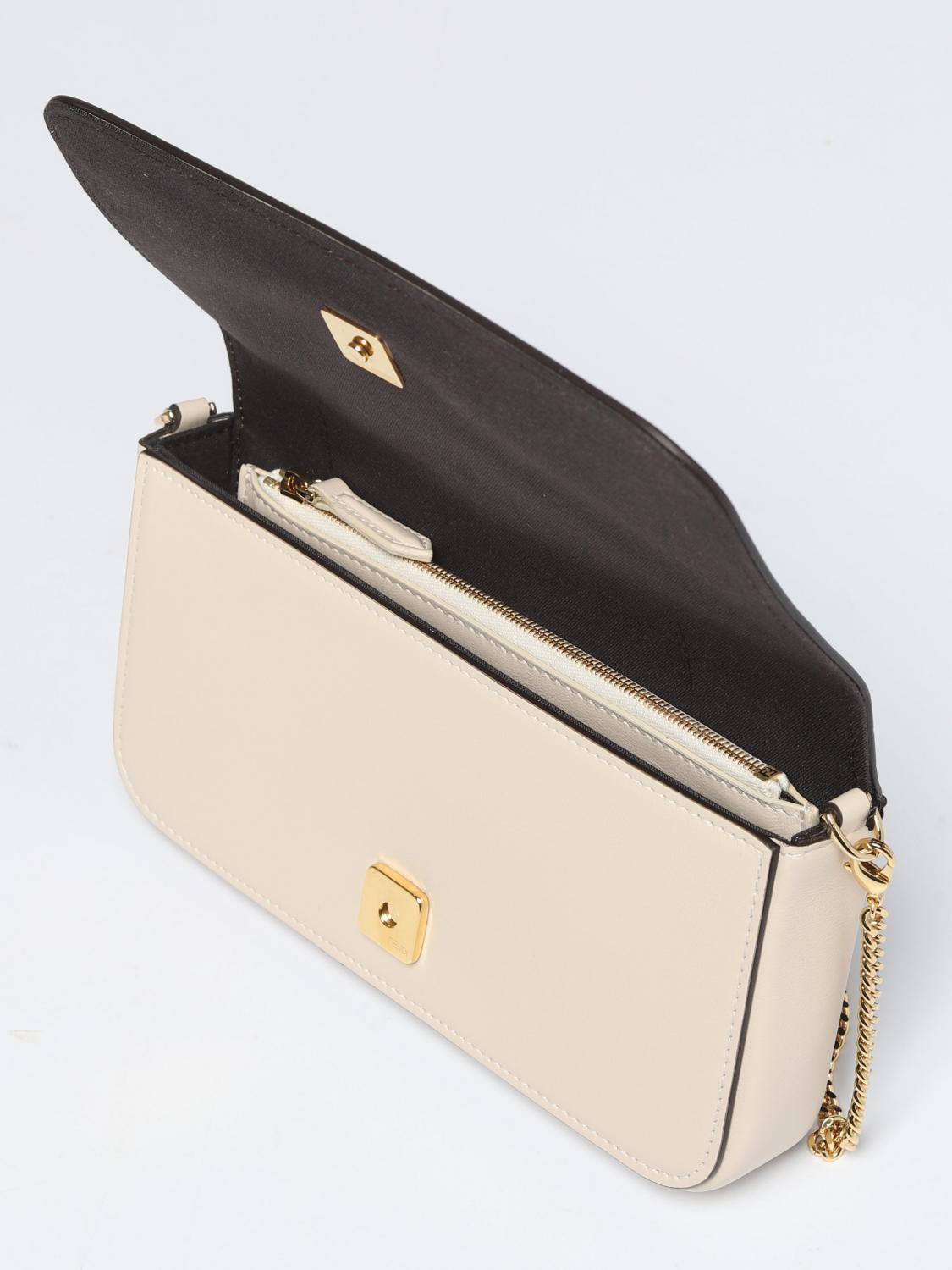 FENDI BORSA MINI: Borsa wallet Fendigraphy Fendi in pelle con lettering applicato, Panna - Img 5