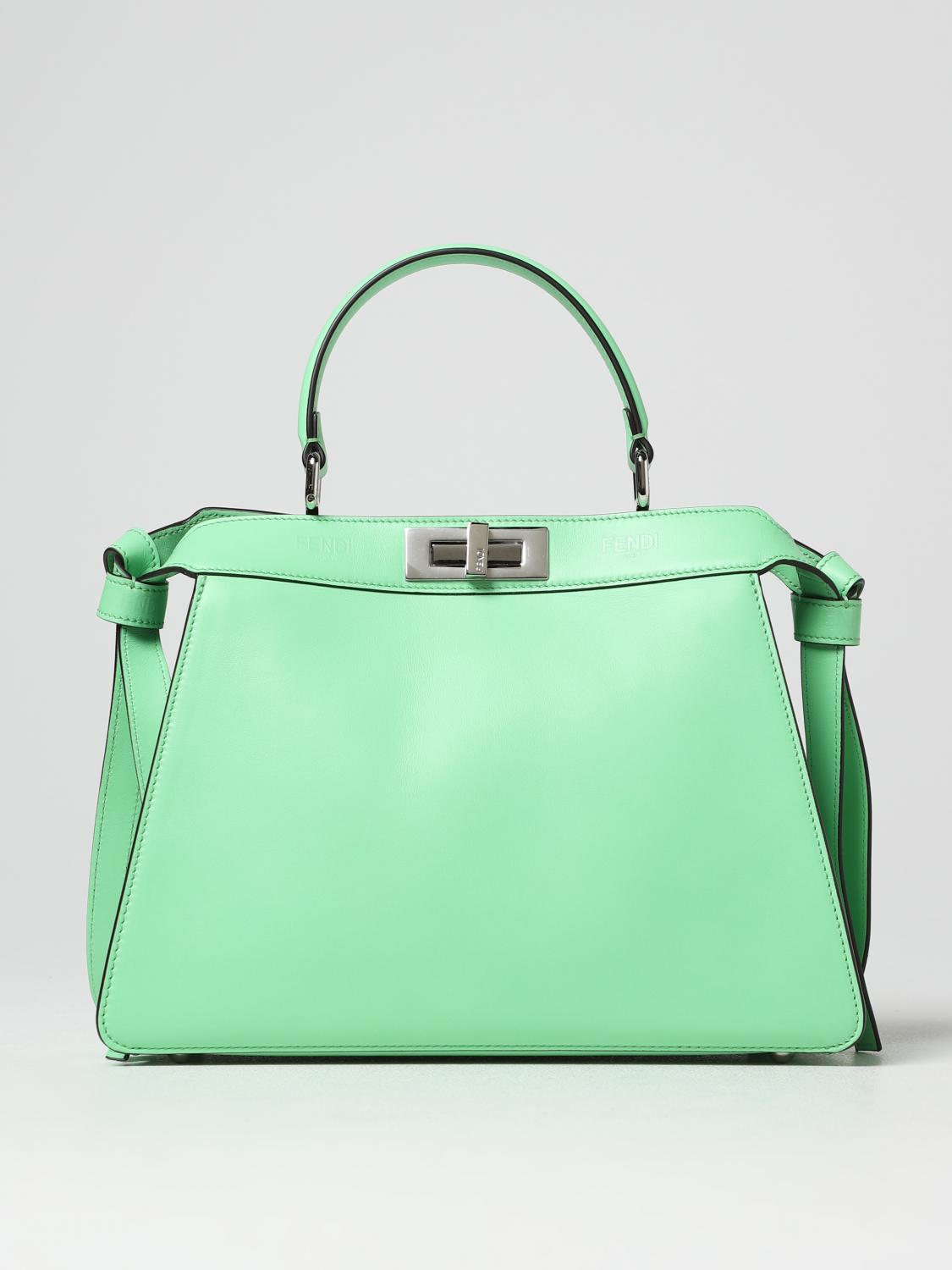FENDI BORSA A MANO: Borsa Peakaboo Fendi in nappa, Verde - Img 1