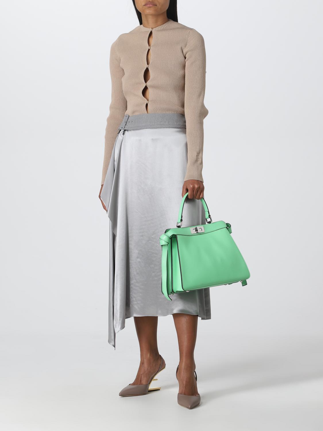 FENDI BORSA A MANO: Borsa Peakaboo Fendi in nappa, Verde - Img 2