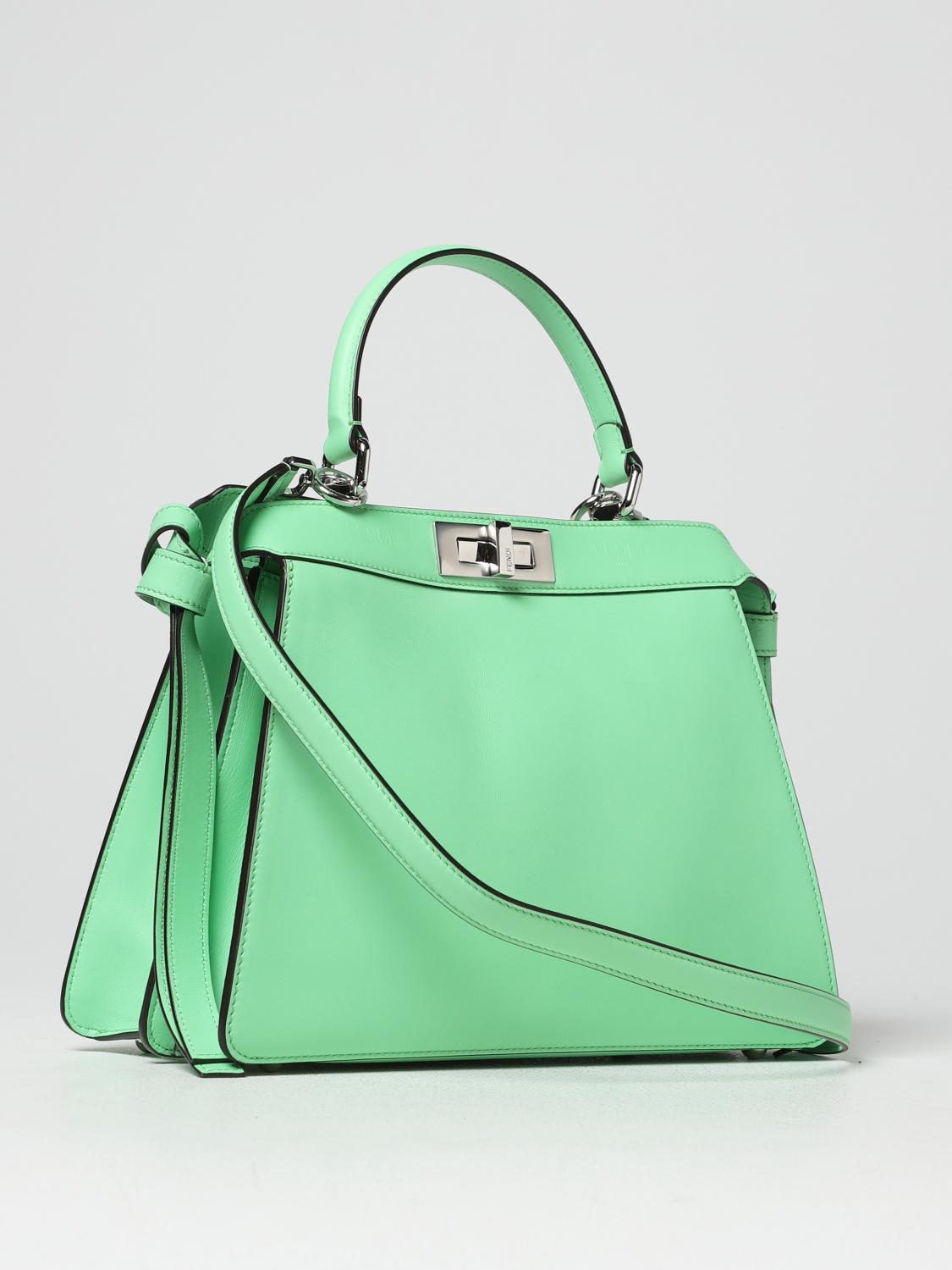 FENDI BORSA A MANO: Borsa Peakaboo Fendi in nappa, Verde - Img 3