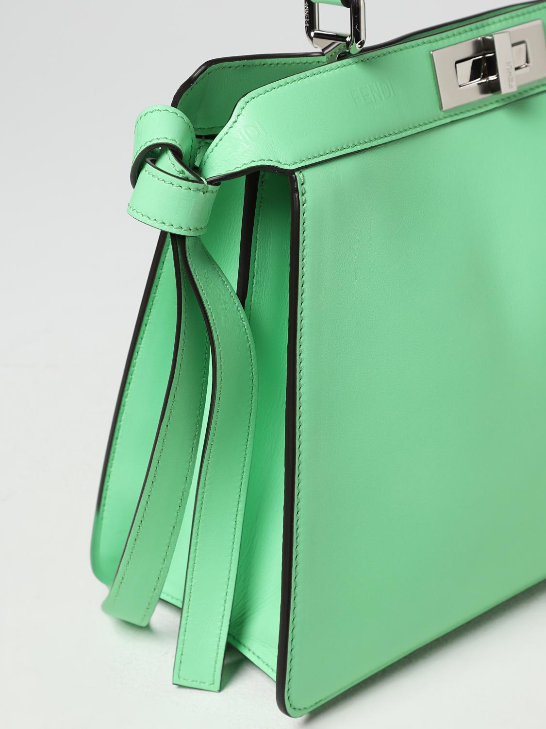 FENDI BORSA A MANO: Borsa Peakaboo Fendi in nappa, Verde - Img 4