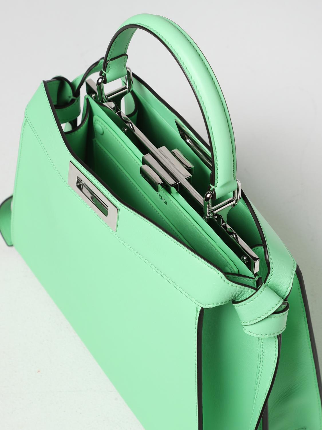 FENDI BORSA A MANO: Borsa Peakaboo Fendi in nappa, Verde - Img 5