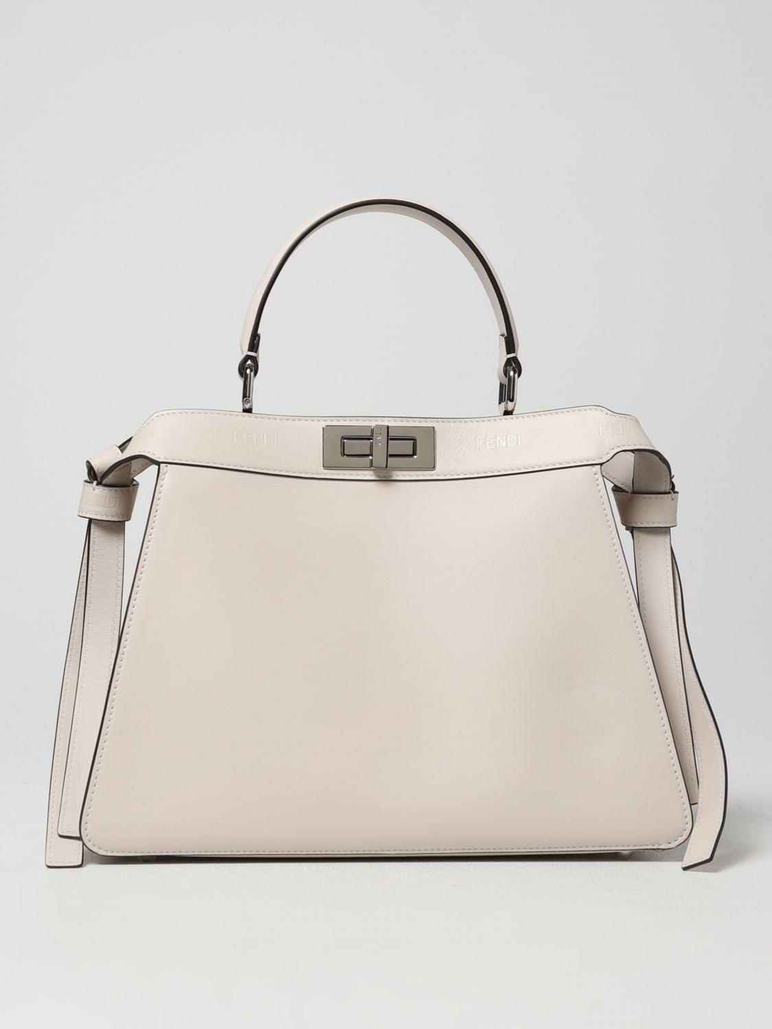 FENDI BORSA A MANO: Borsa Peakaboo Fendi in nappa, Panna - Img 1