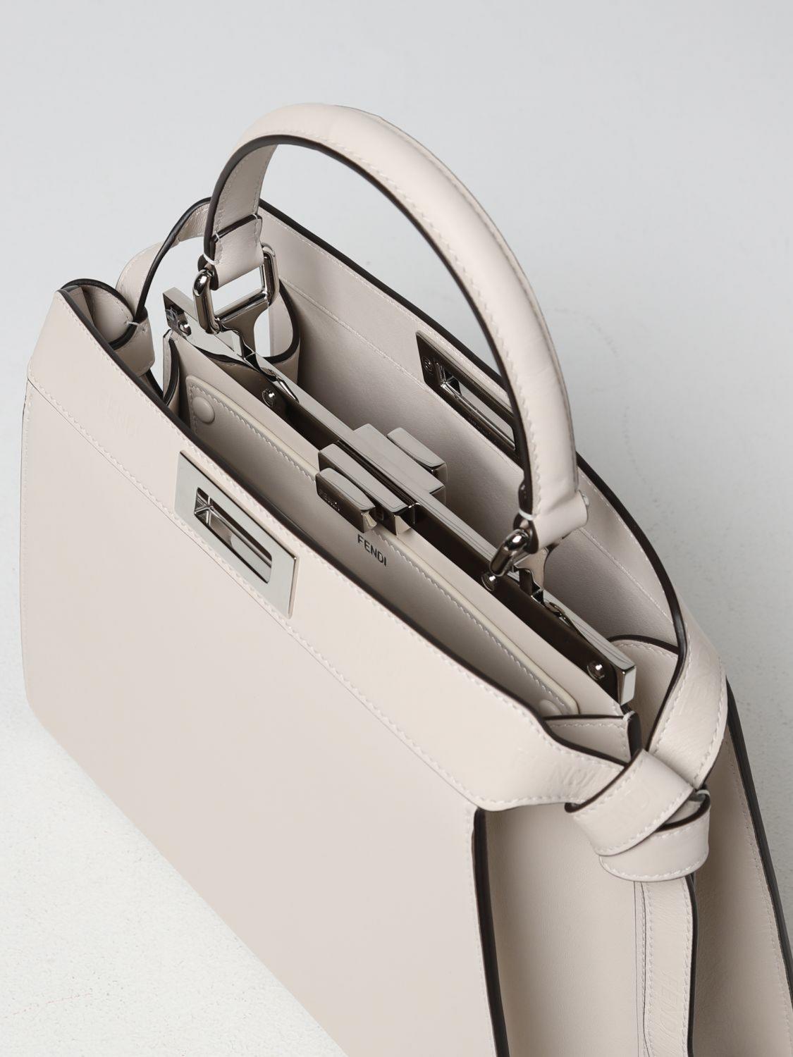 FENDI BORSA A MANO: Borsa Peakaboo Fendi in nappa, Panna - Img 5
