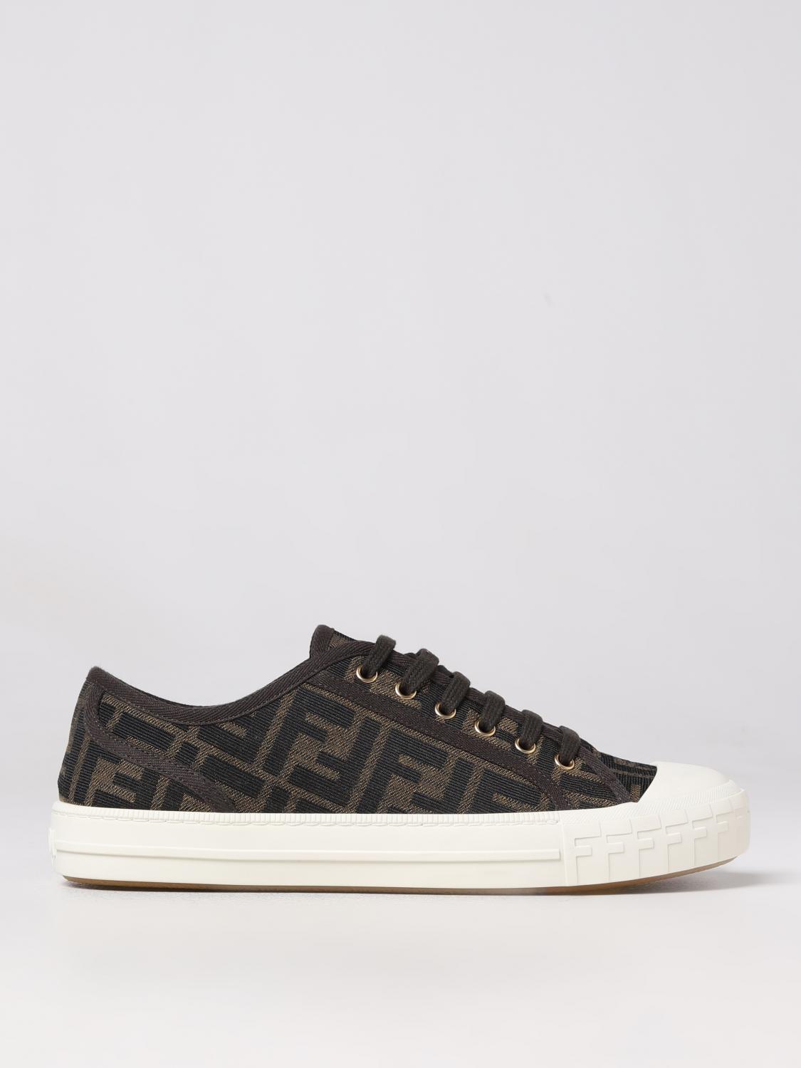 FENDI SNEAKERS: Fendi sneakers with all-over FF monogram, Tobacco - Img 1