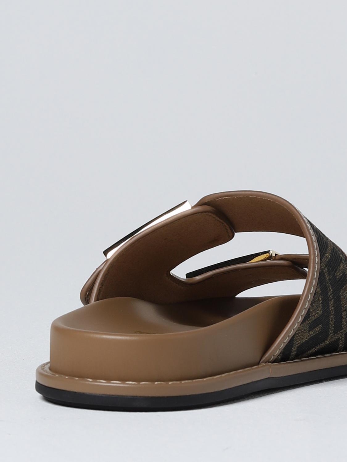 Fendi Feel sandals in leather and fabric with jacquard FF monogram