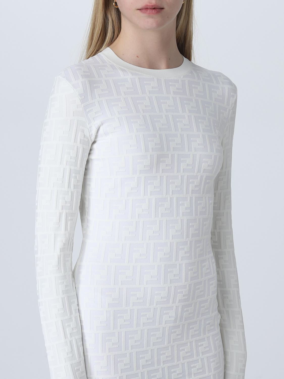 fendi white shirt dress Fendi Applied pocket shirt dress in white