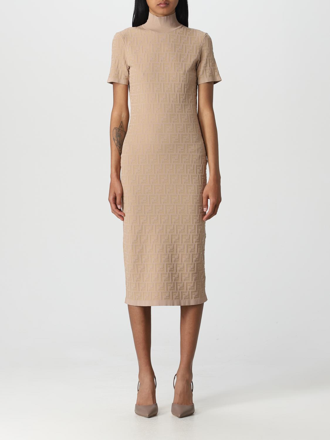 FENDI dress in viscose blend Beige Fendi dress FZDB15ANJP online at GIGLIO.COM