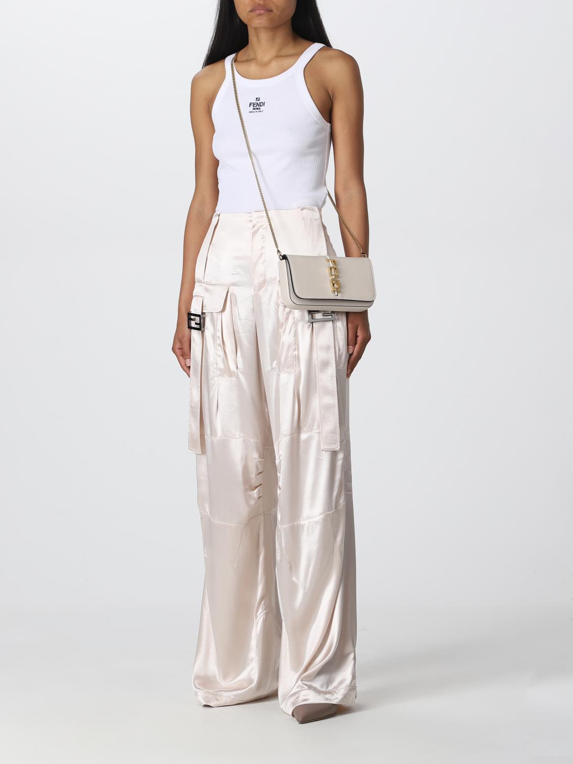 FENDI TOP: Top Fendi in cotone stretch, Bianco - Img 2