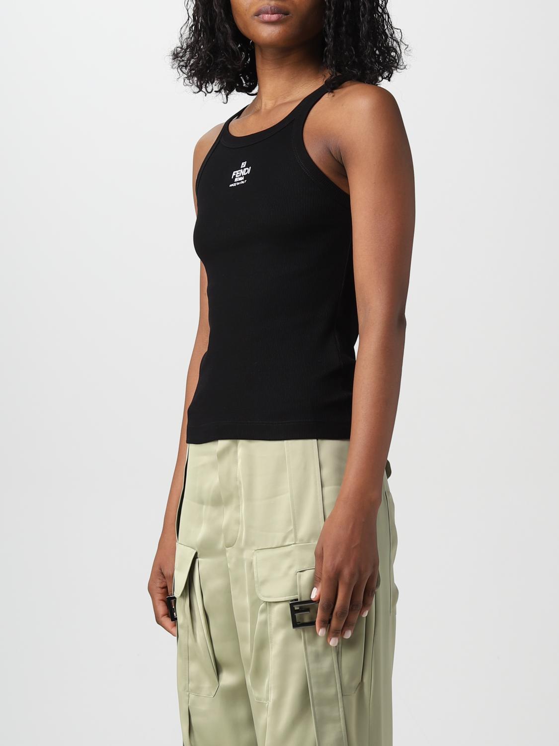 FENDI TOP: Top Fendi de algodón elástico, Negro - Img 4