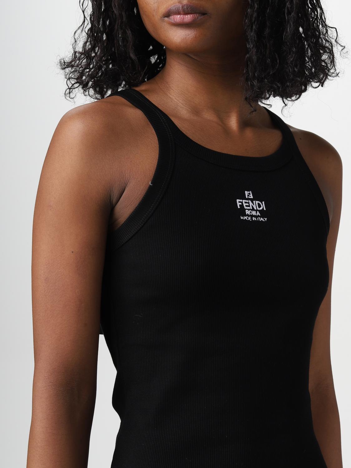 FENDI TOP: Top Fendi de algodón elástico, Negro - Img 5