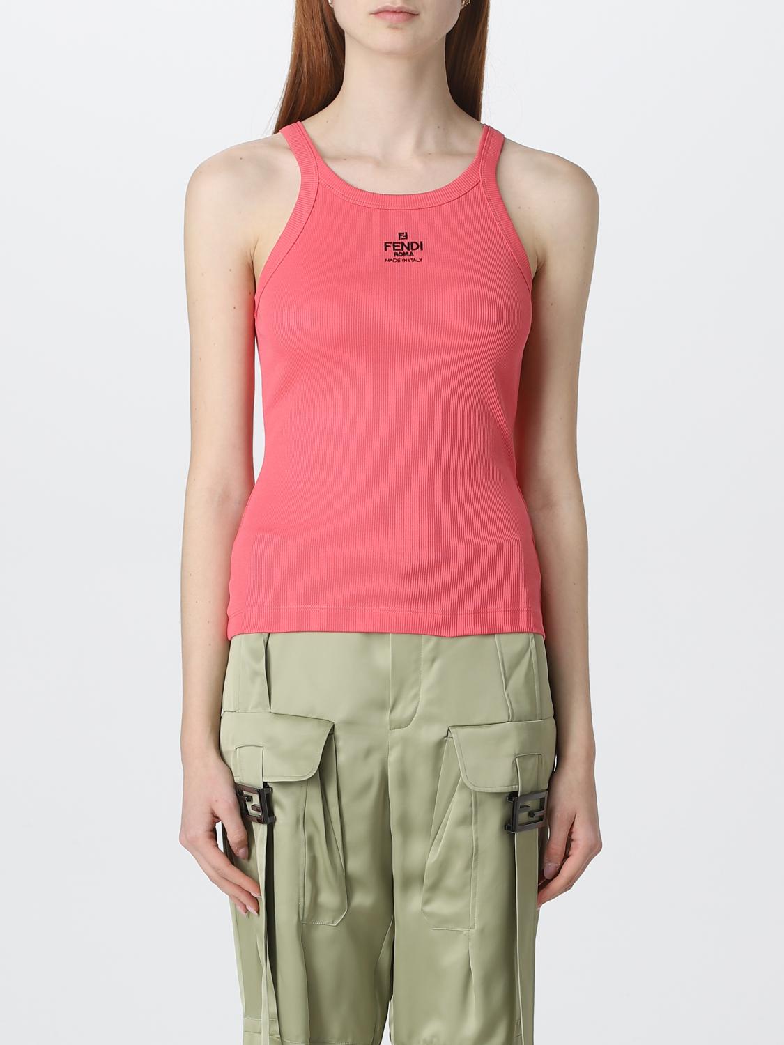 FENDI TOP: Top Fendi de algodón elástico, Rosa - Img 1