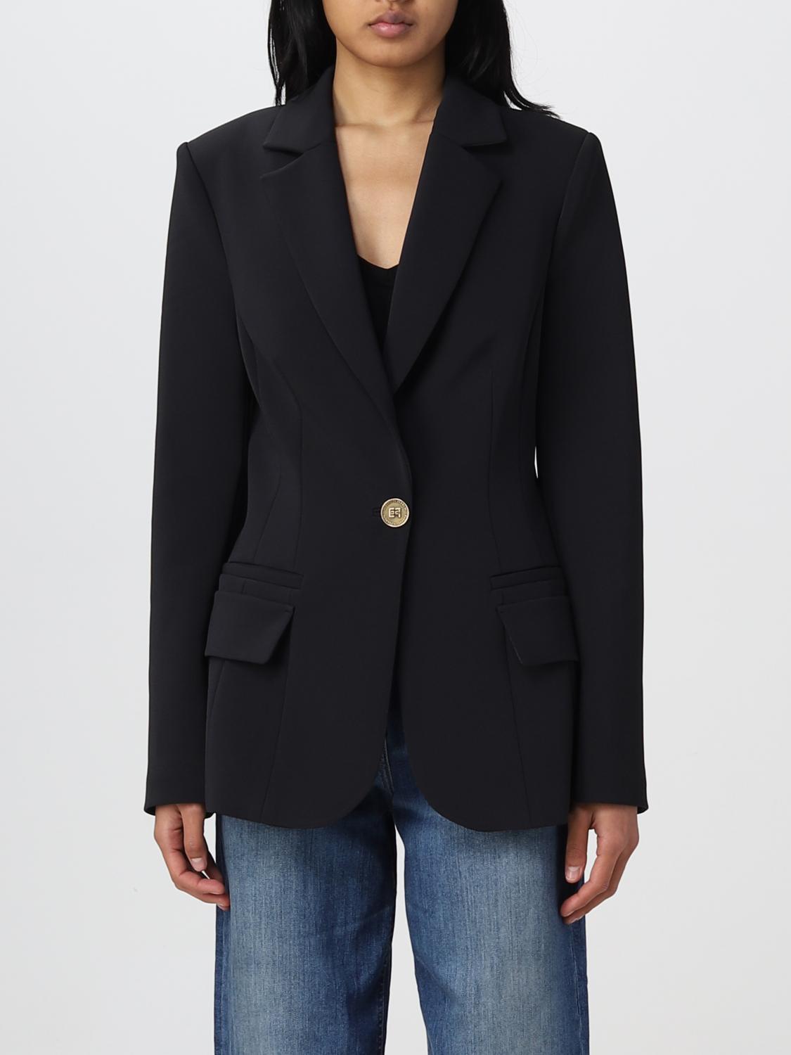 ELISABETTA FRANCHI: blazer in synthetic fabric - Black