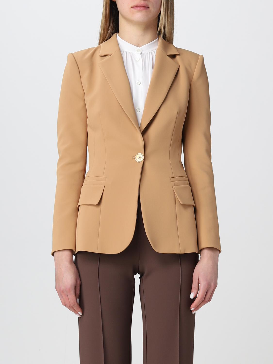 ELISABETTA FRANCHI AMERICANA: Americana mujer Elisabetta Franchi, Camello - Img 1