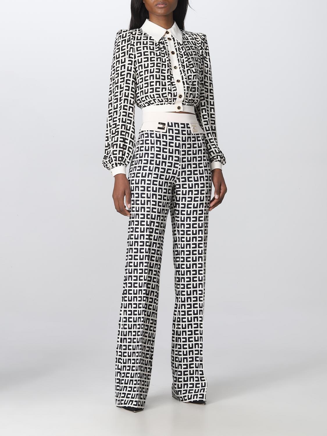 ELISABETTA FRANCHI CAMICIA: Camicia Elisabetta Franchi in georgette, Bianco - Img 2