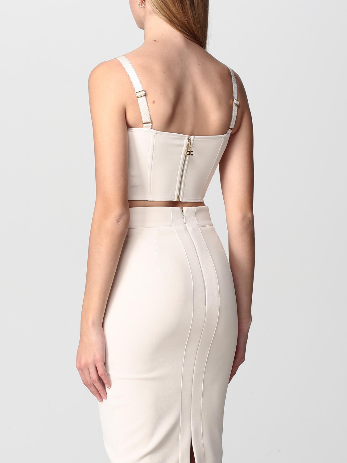 ELISABETTA FRANCHI TOP: Top e bluse donna Elisabetta Franchi, Panna - Img 3