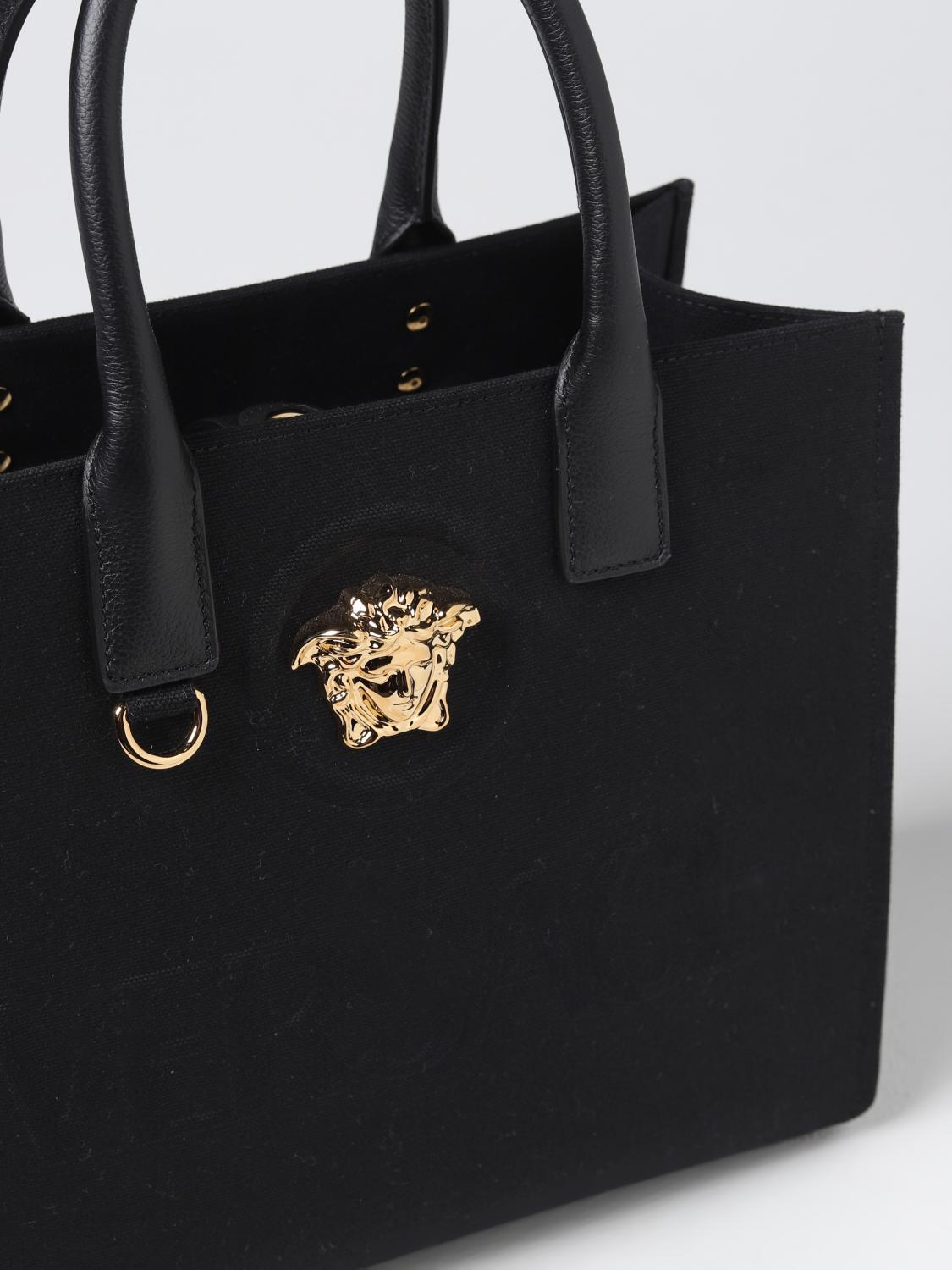 【4/25まで】 VERSACEトートバッグ 黒 エナメル A4可 肩掛け Versace bag in canvas and leather - Black | 1005861 1A03095