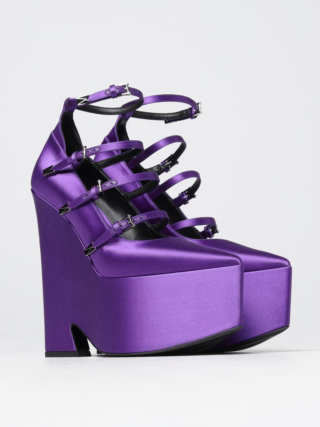 VERSACE WEDGE SHOES: Versace satin wedge pump, Violet - Img 2