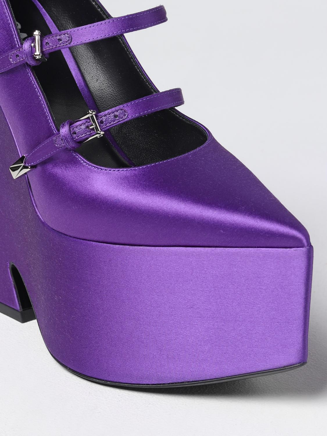 VERSACE WEDGE SHOES: Versace satin wedge pump, Violet - Img 4
