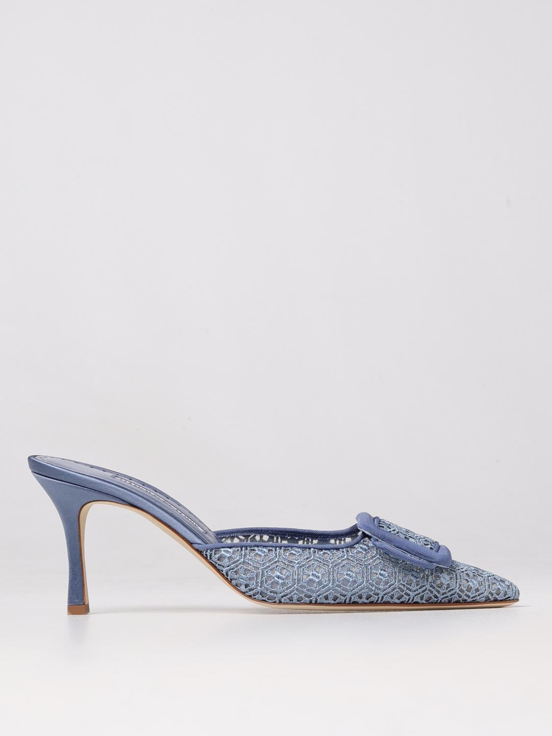 Manolo Blahnik Maysalebi mules in macramé - Sky Blue | 42213980001