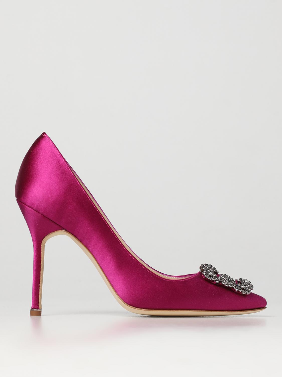 Manolo Blahnik Hangisi décolleté in satin - Plum | 9XX06640038