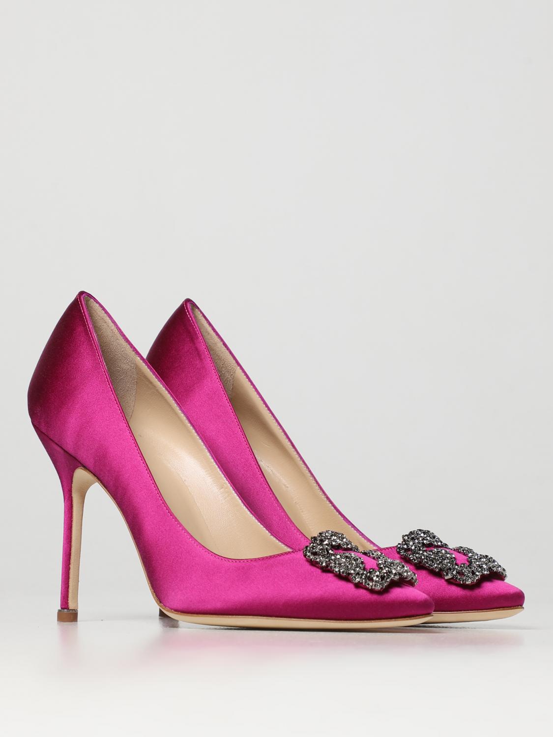 Manolo Blahnik Hangisi décolleté in satin - Plum | 9XX06640038